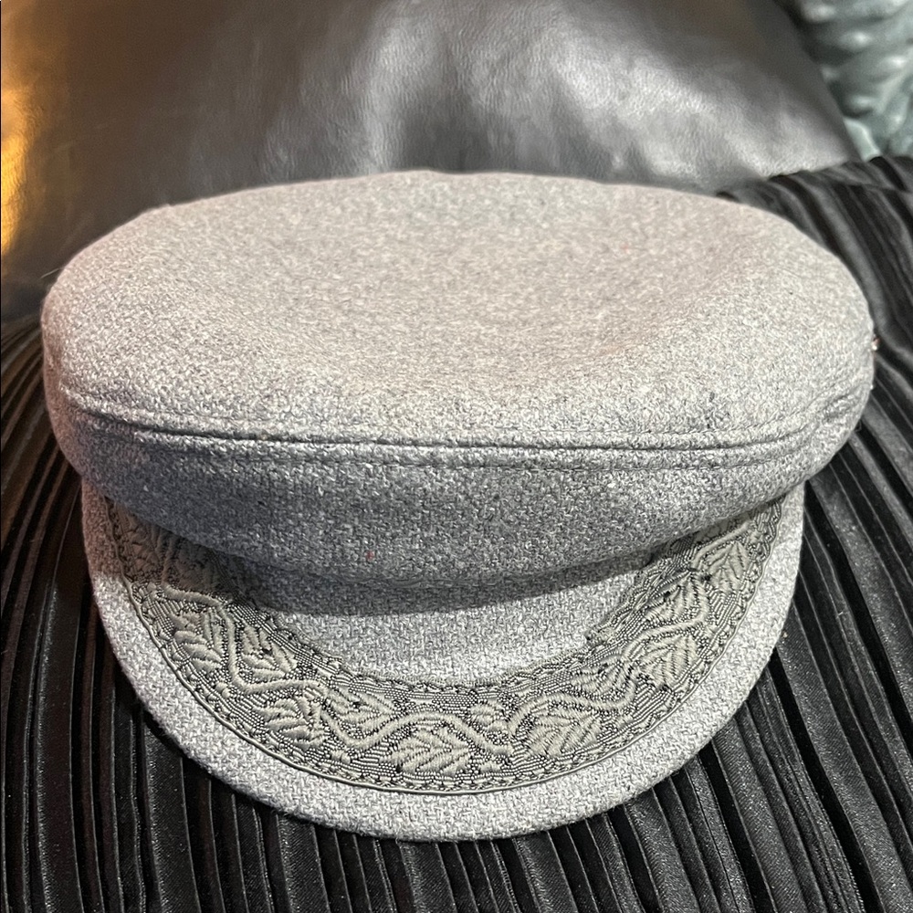 GREEK FISHERMEN CAP Gray Textured Embroidered Brim L-(7.3/8) MADE IN GREECE
